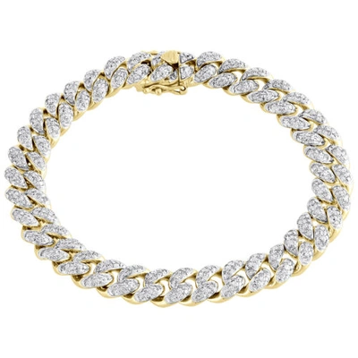 Pre-owned Jfl Diamonds & Timepieces Real 14k Yellow Gold Diamond 3d Puff Miami Cuban Link 8.25mm Bracelet 7" | 3 Ct. In White