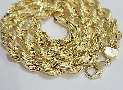 Pre-owned Gold And Diamond Real 10k Gold Rope Chain 18" 10mm Men Choker Necklace Lobster Lock