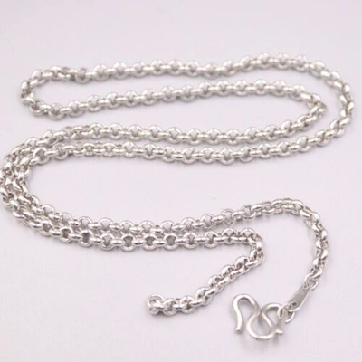 Pre-owned Am.yuxi Real Pt950 Pure Platinum 950 Necklace For Man Women 4.0mm Rolo Chain 20''l