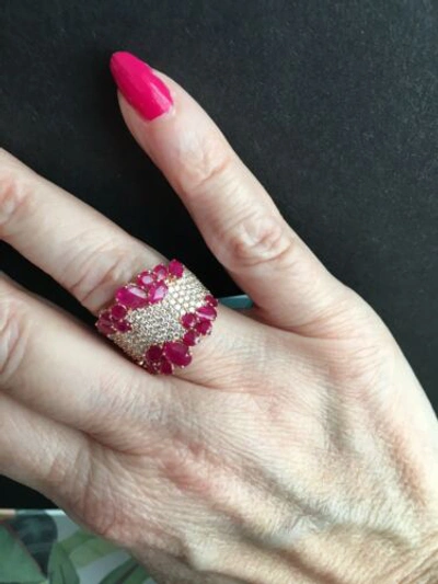 Pre-owned Effy Ruby, Diamond & 14k Gold Statement Ring // Size 7/ $8,930/ Reduced In Pink