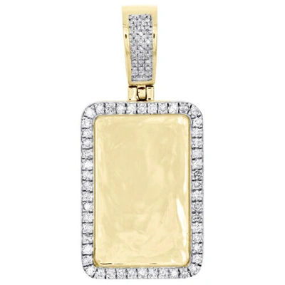 Pre-owned Jfl Diamonds & Timepieces 10k Yellow Gold Round Diamond Memory Picture Frame Pendant 1.65" Charm 3/4 Ct. In White
