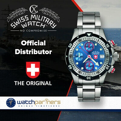 Pre-owned Swiss Military Cx  20000 Ft Diving Watch Guinness World Record Eta 7750 Cosc Blue