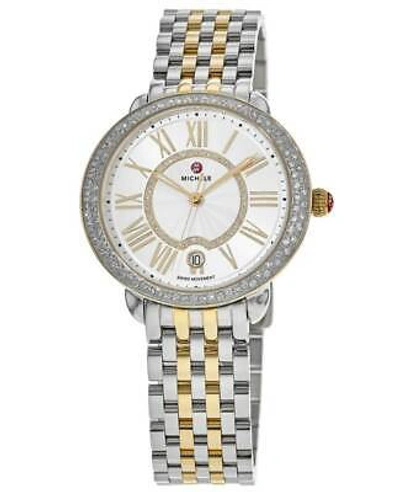 Pre-owned Michele Serein Mid Two-tone 18k Gold Diamond Women's Watch Mww21b000138