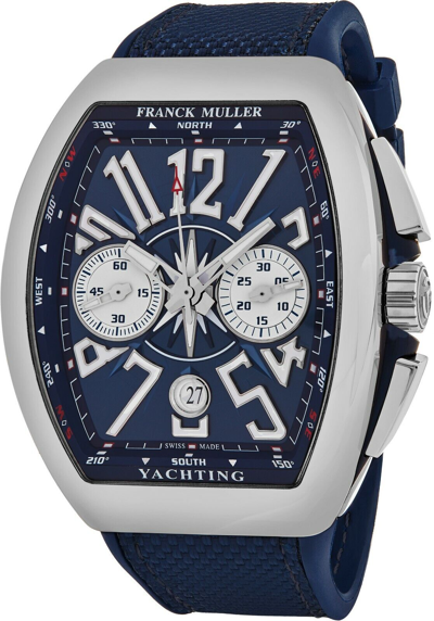 Pre-owned Franck Muller Men's Vanguard Yacht Blue Rubber Strap Automatic Watch 45ccyactblu