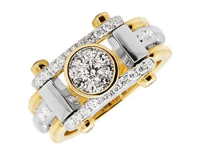 Pre-owned Jewelry Unlimited 10k Two Tone Gold Men's Vs2 Cluster Genuine Diamond Statement Pinky Ring 1ct In F-g
