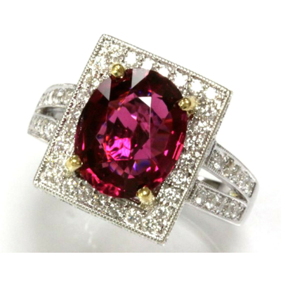 Pre-owned Jewelry By Arsa 4.55 Ct Tw Natural Pink Tourmaline & Diamond Solid 14k White Gold Cocktail Ring