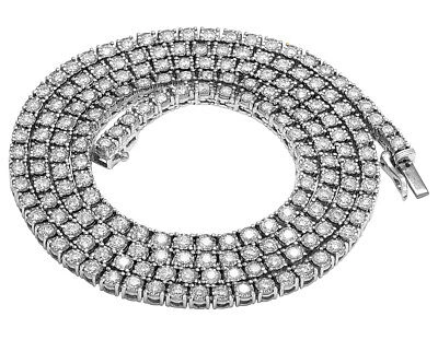 Pre-owned Jewelry Unlimited Mens Real Diamond Chain Choker 10k White Gold 1 Row Illusion Tennis Necklace ...