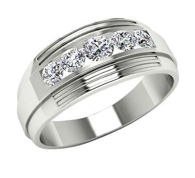 Pre-owned Diamondforgood Channel Set Men's Wedding Ring Band Si1 1.00ct Genuine Diamond 14k Yellow Gold
