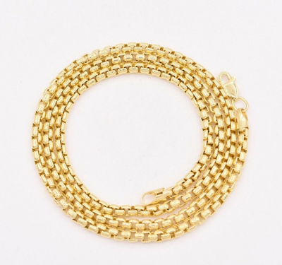 Pre-owned Bayam 3.5mm Bold Round Box Chain Necklace Real 14k Yellow Gold Lobster Lock All Sizes In 20"