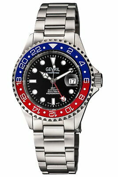 Pre-owned Gevril Men's 4952a Wall Street Gmt Swiss Automatic Sellita Ceramic Bezel Watch