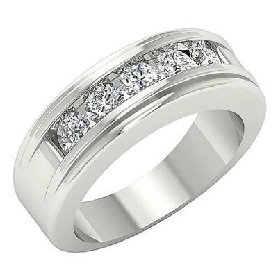 Pre-owned Diamondforgood Men's Wedding Ring 1.00 Ct Round Cut Diamond Si1 14k Gold Channel Set 6.70 Mm In White