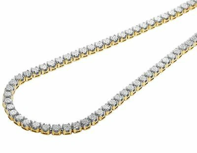 Pre-owned Jewelry Unlimited Mens 10k Yellow Gold Genuine Diamond 6mm Cluster Tennis Chain Necklace 10 Ct 24"