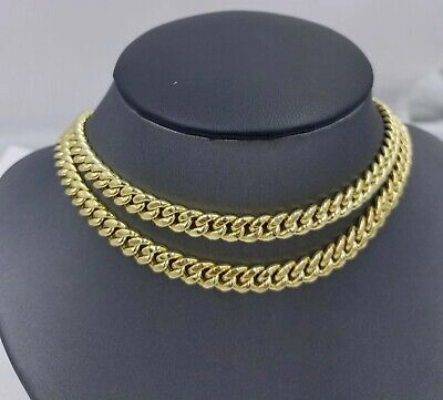 Pre-owned Globalwatches10 Real10k Yellow Gold Miami Cuban 7mm Chain Necklace Strong Box Lock 22 Inch Mens