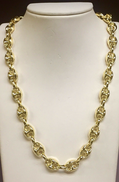 Pre-owned R C I 14k Yellow Gold Men's Puffed Anchor Mariner 24" Chain/necklace 11 Mm 30 Grams In No Stone