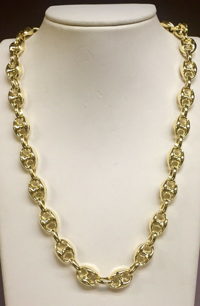 Pre-owned R C I 14k Yellow Gold 24" Men's Puffed Anchor Mariner Chain/necklace 11 Mm 30 Grams In No Stone