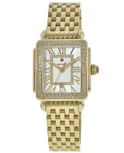 Pre-owned Michele Deco Madison Diamond Silver Dial Women's Watch Mww06g000003