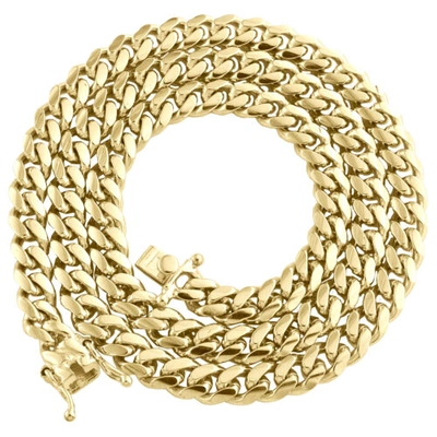 Pre-owned Jfl Diamonds & Timepieces 10k Yellow Gold 6.75mm Solid Miami Cuban Link Chain Box Clasp Necklace 20"- 30"