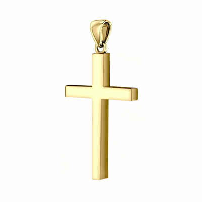 Pre-owned Us Jewels Men's Xl Heavy Solid 2in 14k Yellow Gold Christian Cross Pendant, 50mm