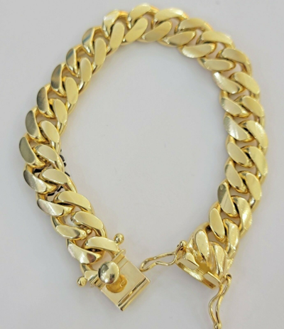 Pre-owned Link 10k Solid Yellow Gold Miami Cuban Bracelet 12.5 Mm  9" Inch Men's Real 10kt