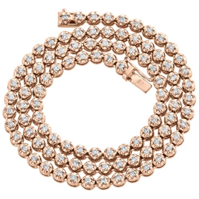 Pre-owned Jfl Diamonds & Timepieces 10k Rose Gold Diamond Prong Set Tennis Choker Chain 20" Necklace 5mm | 5.85 Ct. In White