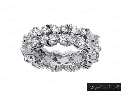 Pre-owned Jewelwesell 3.00ct Round Cut Diamond Shared Prong Flower Eternity Band Ring 10k Gold G-h I1 In Gh