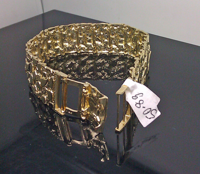 Pre-owned Globalwatches10 10k Yellow Gold Men Nugget Link Bracelet 8" With Custom Lock Men Women