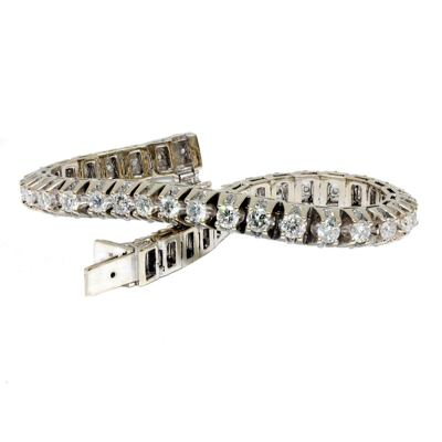 Pre-owned Navid Jewelry Inc 15.00 Carat Men's Round Diamond Bracelet Vs Clarity 14k White Gold 8”long In E