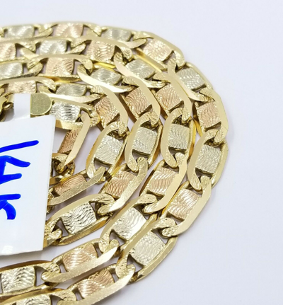 Pre-owned Globalwatches10 Solid 14k Trio Gold Chain Necklace Yellow White Rose Gold 5mm 20 22 24 26 Inch