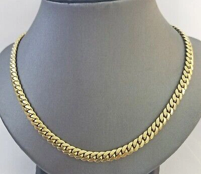 Pre-owned Globalwatches10 Solid Real 10k Gold Chain Miami Cuban Link 6mm Box Lock 22" Yellow Gold Necklace