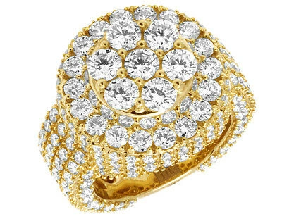 Pre-owned Jewelry Unlimited Mens 3d Eternity Round Cluster Real Diamond Iced Pinky Ring 14k Yellow Gold 8ct