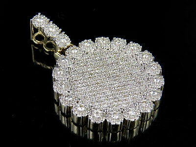 Pre-owned Jewelry Unlimited Men's 10k Yellow Gold Real Diamond Cluster Medallion Pendant Charm 3 1/4 Ct 1.5" In G-h