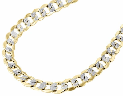 Pre-owned Jfl Diamonds & Timepieces Men 10k Yellow Gold 8mm Hollow Cuban Curb Necklace Diamond Cut Pave Chain 22-30"