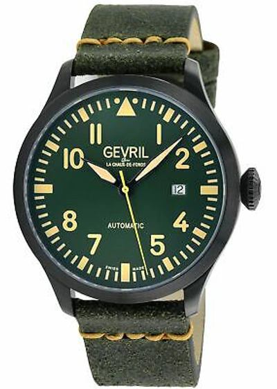 Pre-owned Gevril Men's Vaughn 43506 Swiss Automatic Sw200 Sellita Movement Leather Watch
