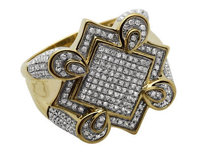 Pre-owned Jewelry Unlimited Men's 10k Yellow Gold Claw Style 4 Side Real Diamond Engagement Ring 1.06ct 21mm