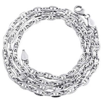 Pre-owned Jfl Diamonds & Timepieces 18k White Gold 3.25mm Solid Twist Puff Anchor Link Chain Necklace 20 - 22 Inch