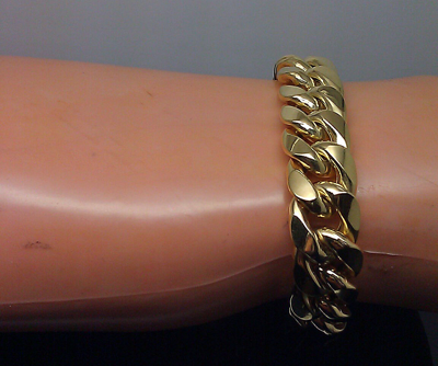 Pre-owned G&d Real 10k Men Yellow Gold Thick Miami Cuban Bracelet 11mm 9 Inch Box Lock