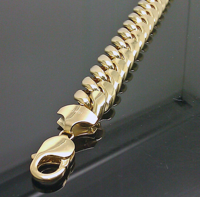 Pre-owned Link Real 10k Men Gold Miami Cuban Bracelet 9" 13 Mm Strong