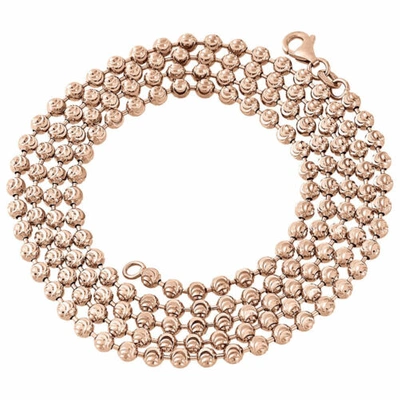 Pre-owned Jfl Diamonds & Timepieces 10k Rose Gold 3mm Moon Cut Italian Beaded Ball Chain Necklace 22 - 36 Inches