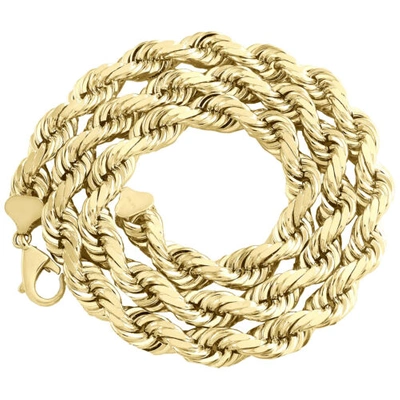 Pre-owned Jfl Diamonds & Timepieces 10k Yellow Gold 10mm Diamond Cut Solid Rope Link Chain Necklace 22 - 30 Inches