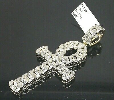 Pre-owned G&d Real 10k Gold Diamond Cross Ankh Charm Pendant 1 Ct Genuine Diamond Yellow Gold In H-i