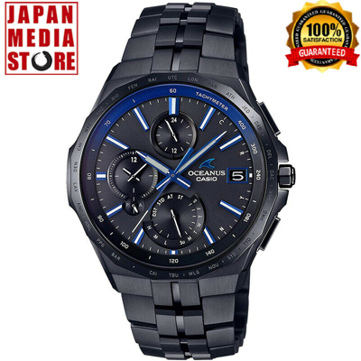 Pre-owned Casio Oceanus Ocw-s5000b-1ajf All Black Manta Elegant Chrono Men Watch Japan