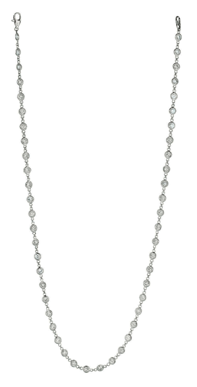 Pre-owned Morris &amp; David 3.05 Carat Diamond By The Yard Necklace Si 14k White Gold 18 Inches