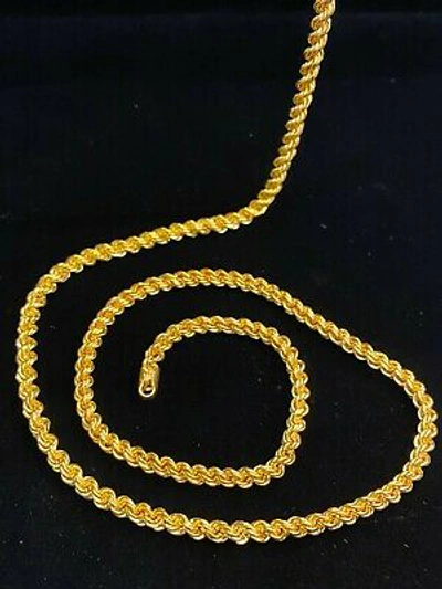Pre-owned Jisha Vintage Dubai Handmade Unisex Rope Chain Necklace In 916 Stamped 22k Yellow Gold