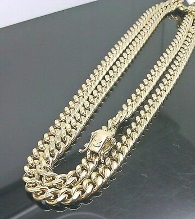 Pre-owned Globalwatches10 10k Yellow Gold Miami Cuban Necklace Chain Box Clasp 28" 8mm