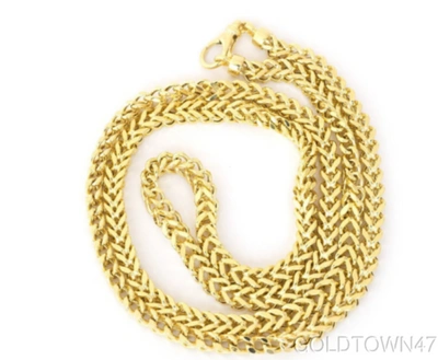Pre-owned Gold Town Men's Necklace In 14kt Gold Yellow 6.4mm Square Franco Chain 24" And 26":