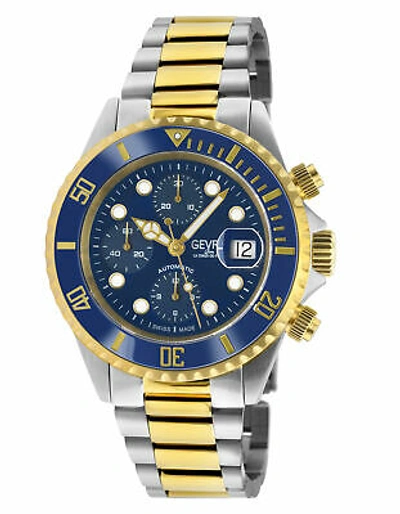 Pre-owned Gevril Men's 4151a Wall Street Chrono Swiss Automatic Sw500 Ceramic Bezel Watch