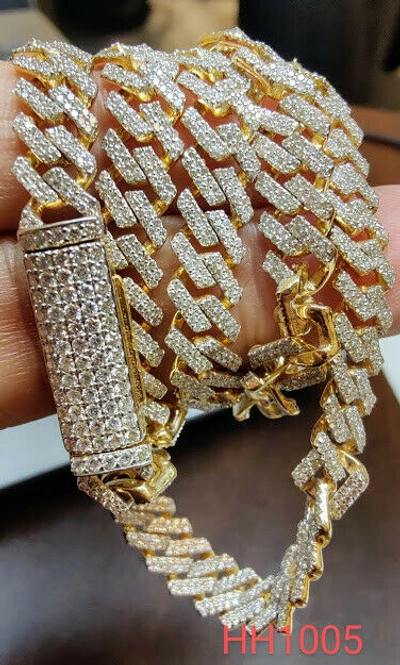 Pre-owned Jewels Queen 15.51ct /si2 Diamond 77gms Gold Necklace Bracelet Mens 8mm Cuban Link Hh1005b