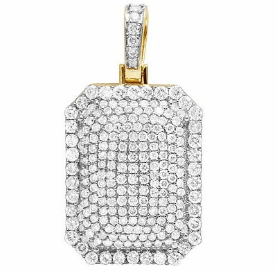 Pre-owned Jewelry Unlimited Men's 10k Yellow Gold Dome Pillow Genuine Diamond Pendant Charm 3.5 Ct 1.3"