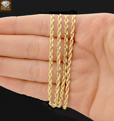 Pre-owned G&d Real 14k Solid Gold Rope Chain Necklace 28" Inches 3mm Men Yellow Gold Link