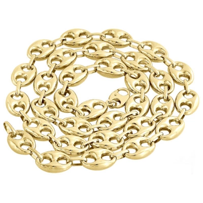 Pre-owned Jfl Diamonds & Timepieces Real 10k Yellow Gold 3d Hollow Puff Gucci Link Chain 13mm Necklace 22-30 Inches